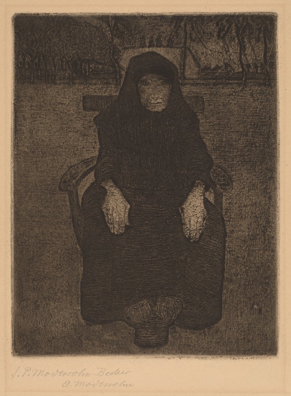 Oturan Yaşlı Kadın by Paula Modersohn Becker