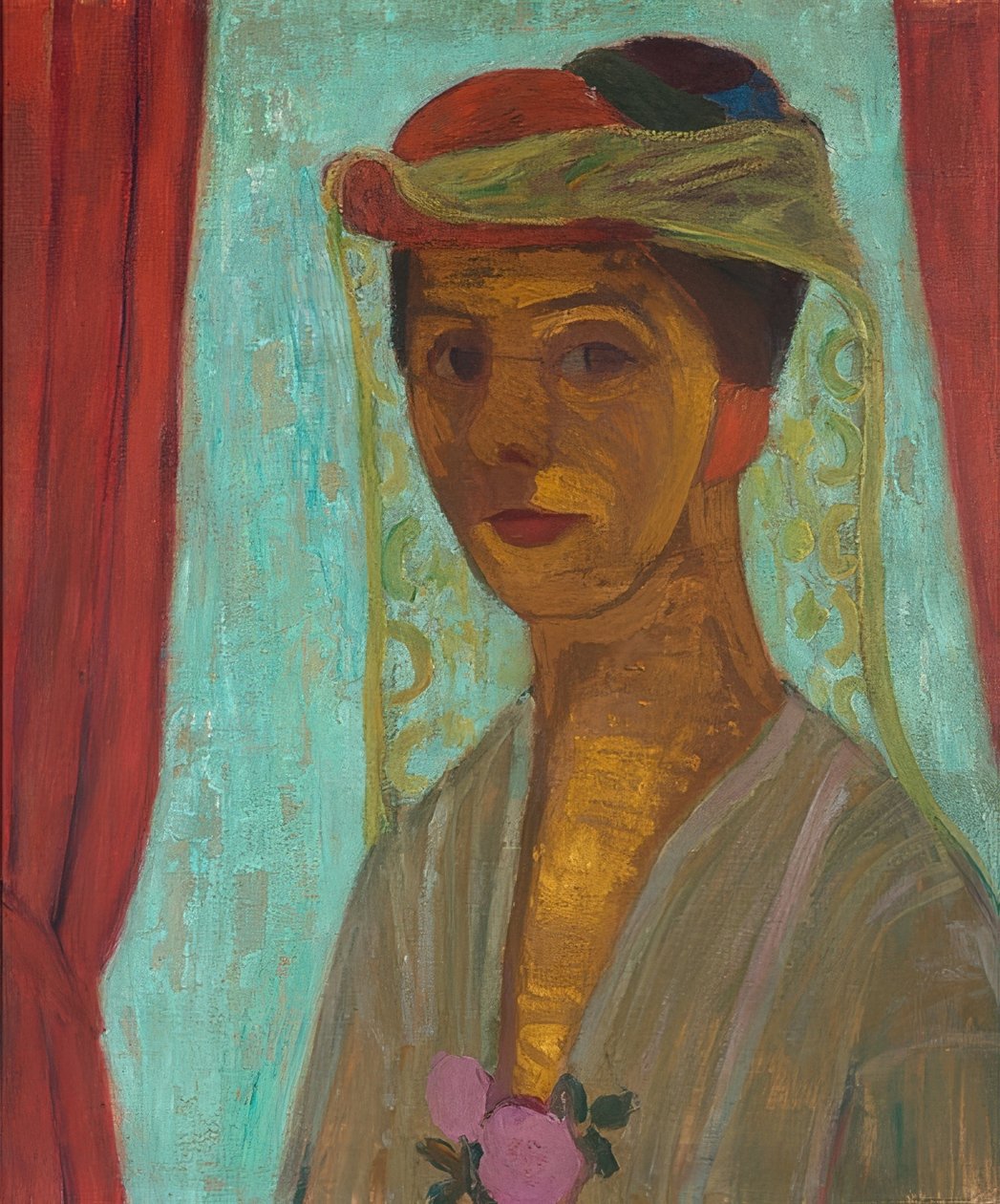 Şapkalı ve peçeli otoportre. 1906-07 by Paula Modersohn Becker