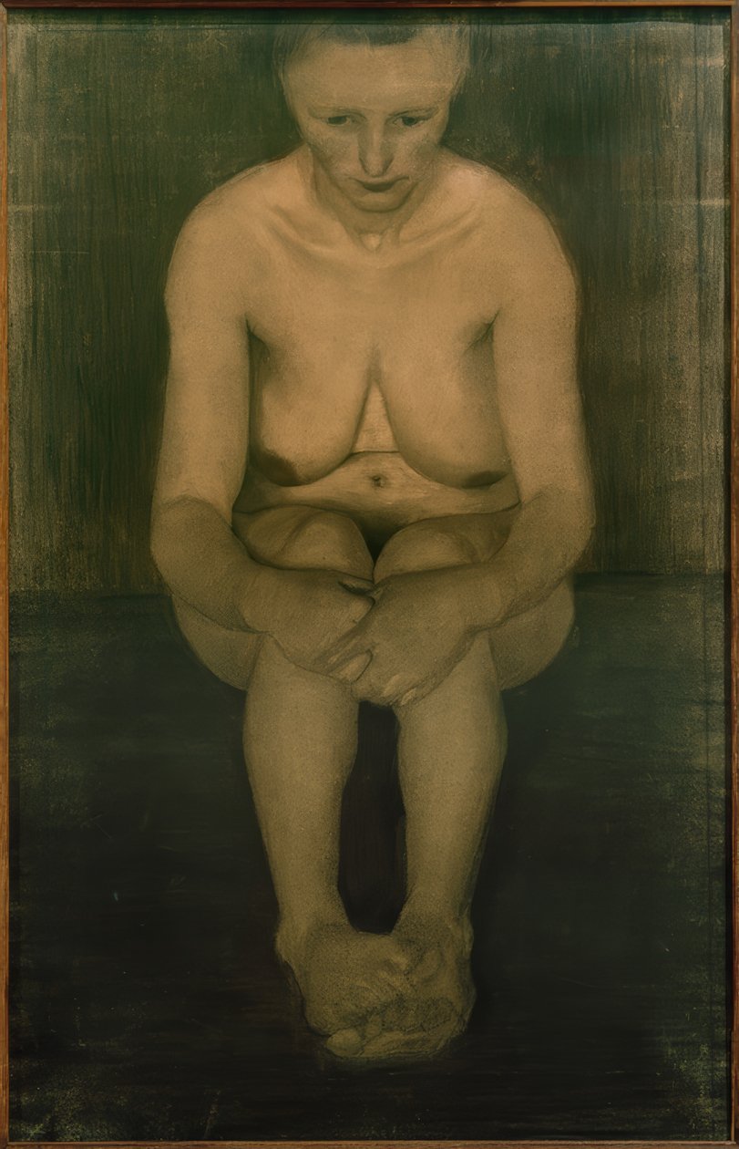 Oturan çıplak kadın, önden ayakları üst üste yerleştirilmiş by Paula Modersohn Becker