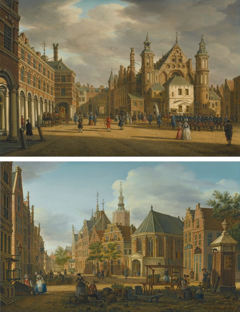 Lahey şehir manzarası çifti by Paulus Constantijn la Fargue