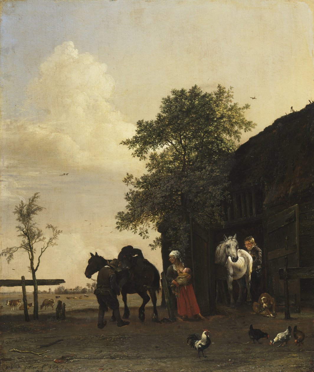 Bir Ahır Tarafından Atlı Figürler by Paulus Potter