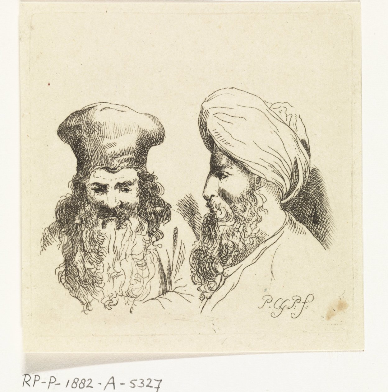 Türbanlı iki erkek kafası by Paulus Charles Gerard Poelman