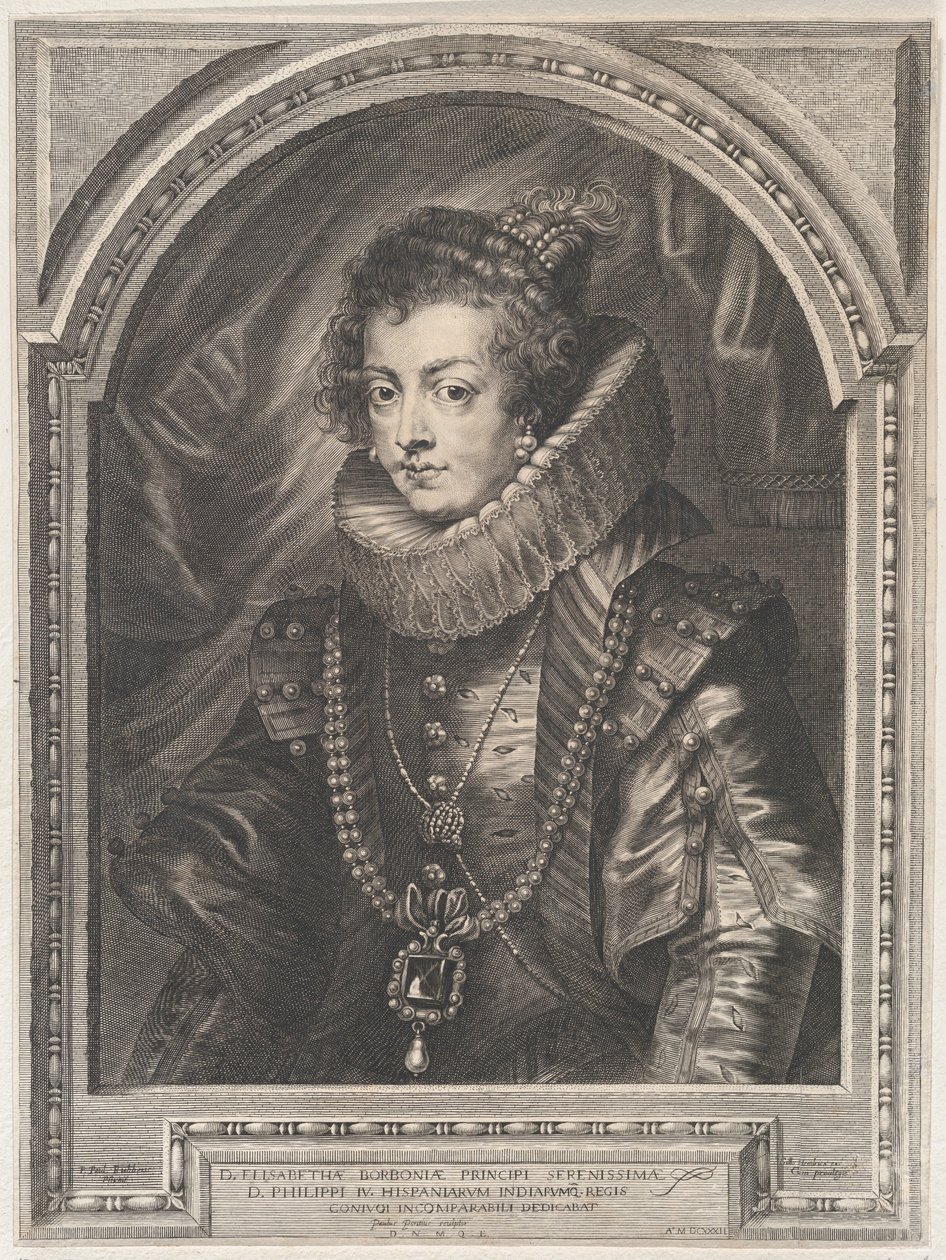 Bourbon'lu Elisabeth'in portresi, İspanya Kraliçesi, 1632., 1632. by Paulus Pontius