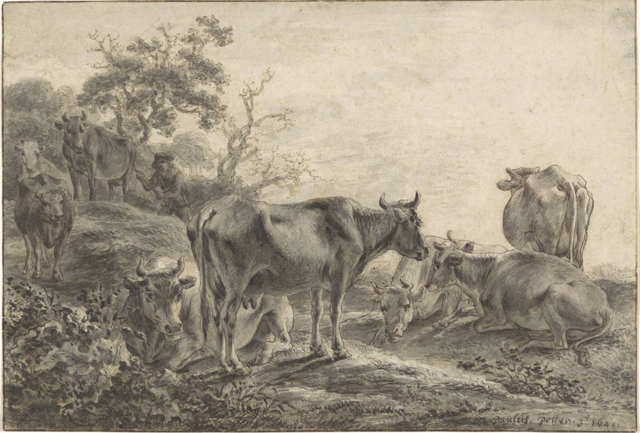 sığır sürüsü by Paulus Potter (signed by artist)
