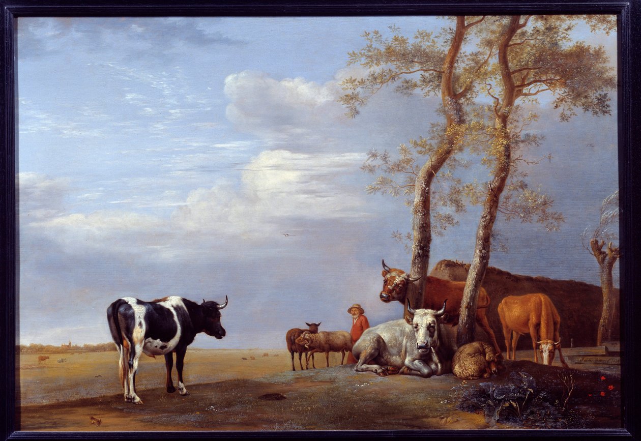 Köylü ve hayvanlarla manzara. Paul Potter (1625-1654) Ec. Bekle. by Paulus Potter