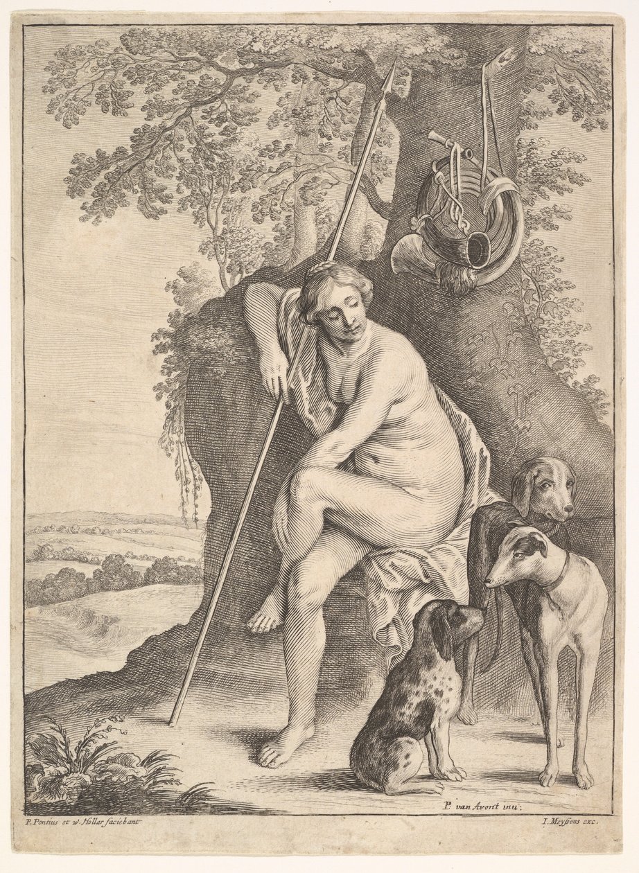 Oturan avcı Diana figürü, 1625-77. by Paulus Potter