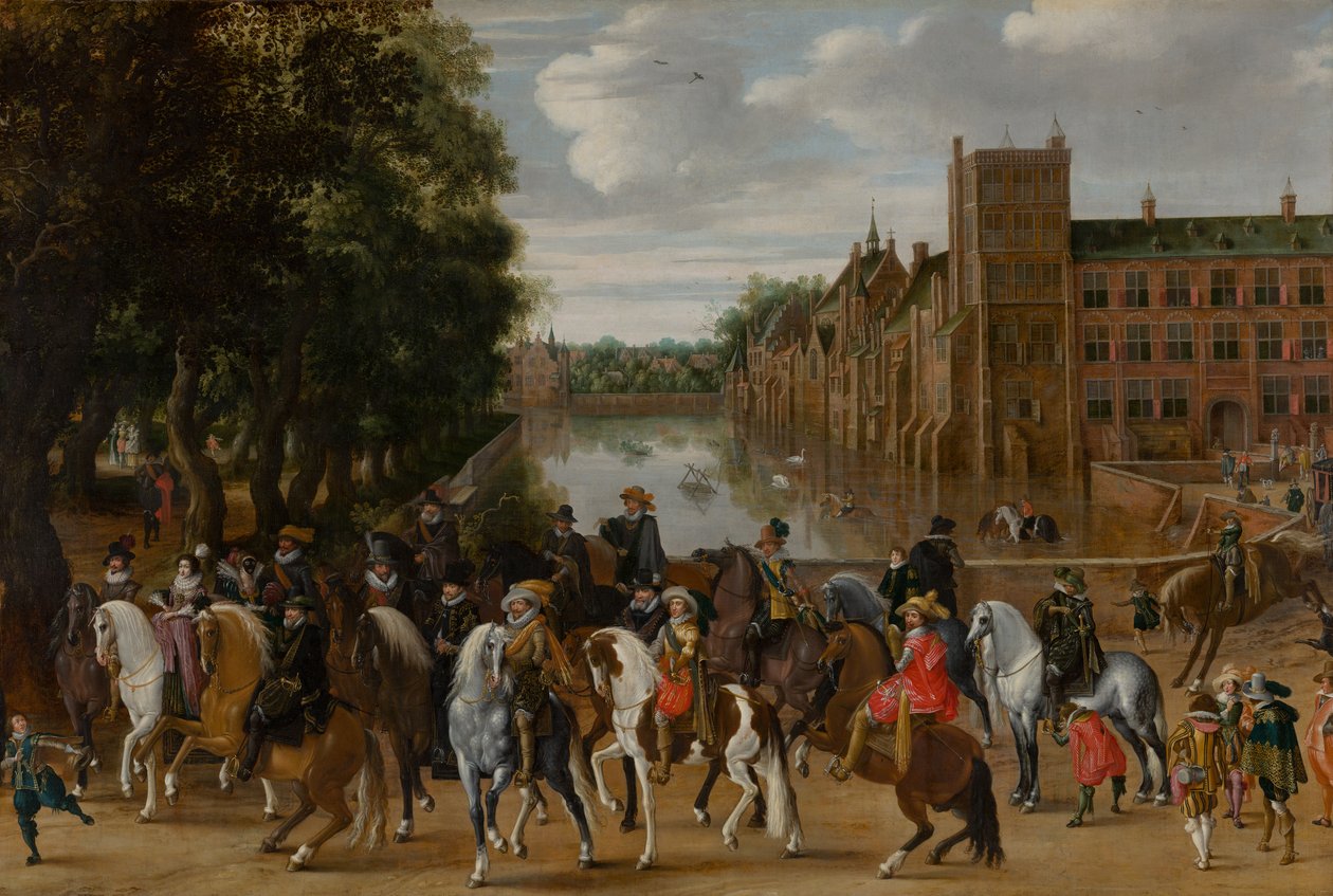 Orange Prensleri ve Aileleri At Sırtında, Buitenhof'tan Kaçarken, Lahey, c. 1621-22 by Pauwels I van Hillegaert