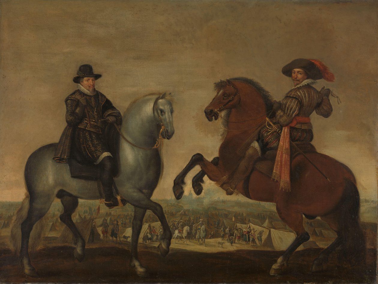 Prens Maurits ve Frederik Hendrik At Sırtında by Pauwels van Hillegaert (workshop of)