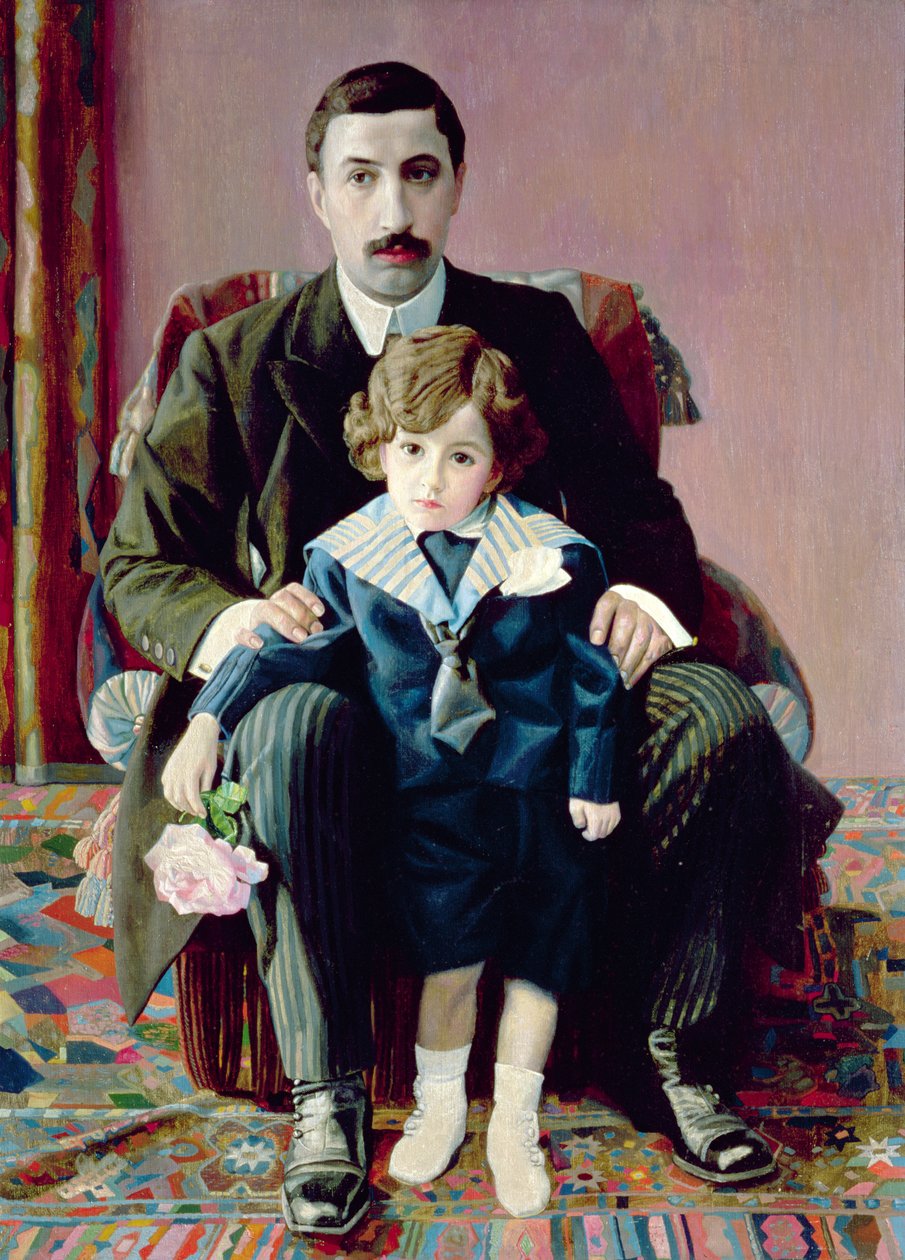 Arman Frantsevich Aziber ve oğlunun portresi, 1915 by Pawel Nikolajewitsch Filonow