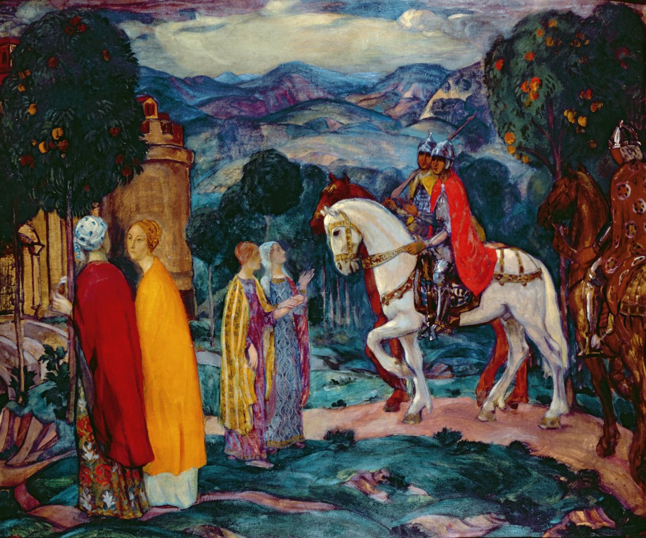 Toplantı, 1913 (karton üzerine yağlı boya) by Pavel Semenovich Naumov