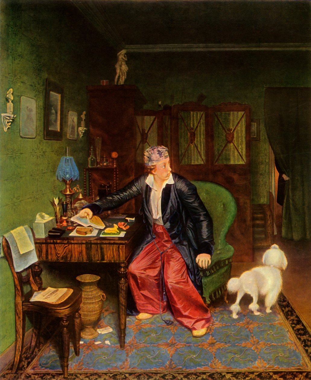 Bir Aristokrat Kahvaltı Yapar veya Karnına İpek ve İçeride Hiçbir Şey Yok, 1849-1850, 1965. by Pavel Andreevich Fedotov