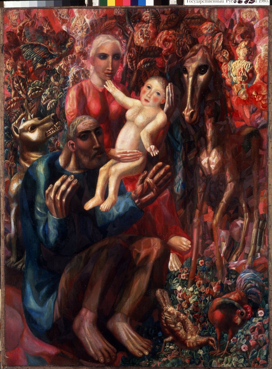 ""Kutsal Aile"" Tablosu Pavel Nikolayevich Filonov (1883-1941) 1914 Devlet Rus Müzesi, Saint Petersburg, Rusya by Pawel Nikolajewitsch Filonow