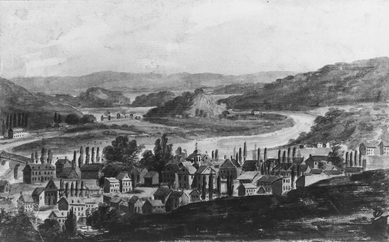 Orta New York Eyaletinde Mohawk Nehri üzerinde bir Kasaba, 1811-ca. 1813. by Pavel Petrovic Svin