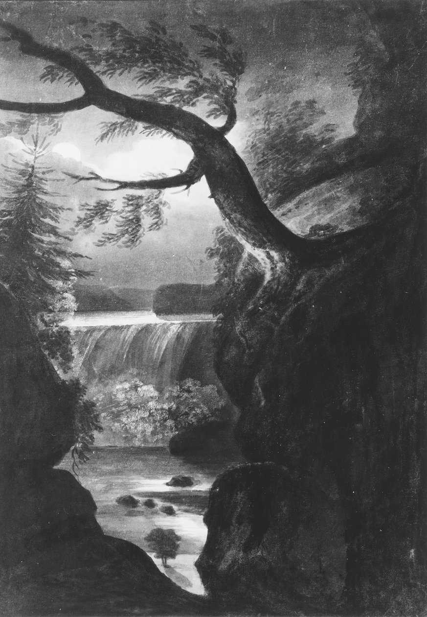 Niagara Şelalesi—Canadian Side by Moonlight, 1811-ca. 1813. by Pavel Petrovic Svin