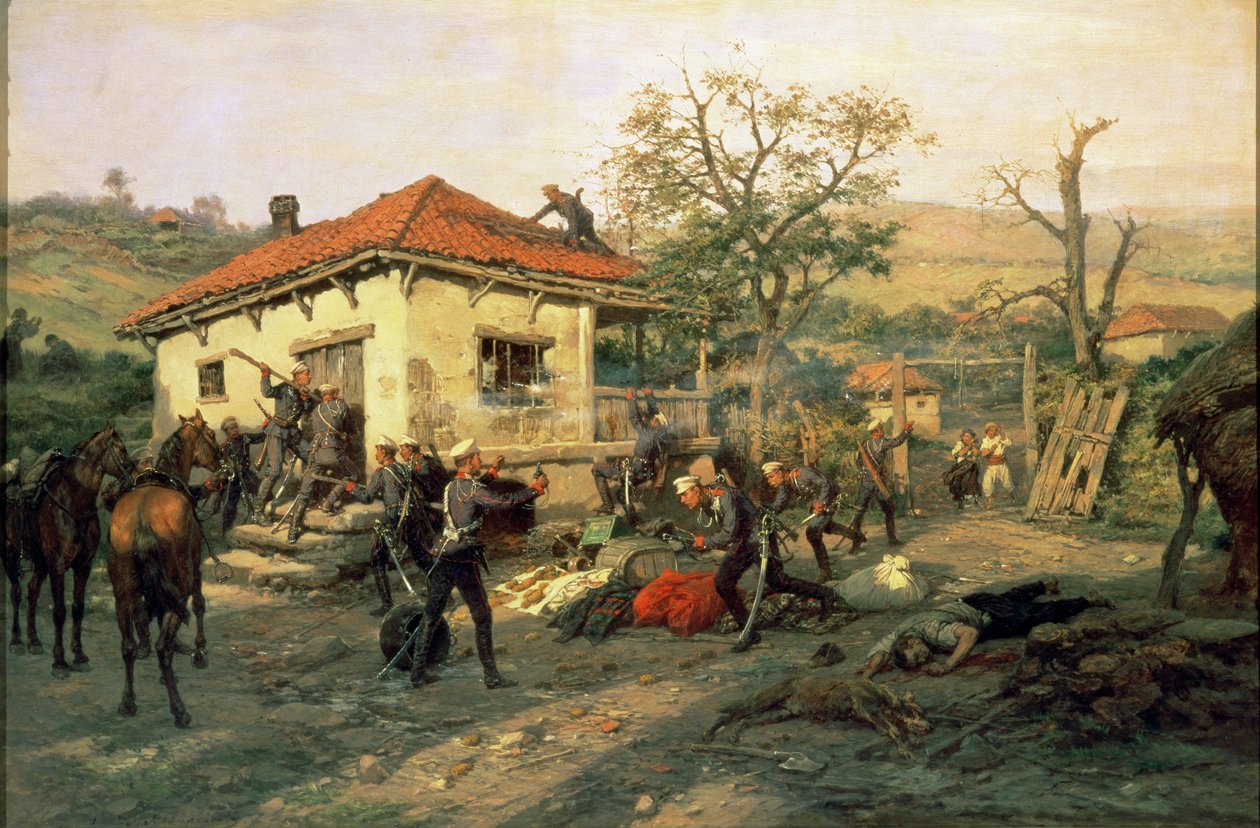 1876-77 Rus-Türk Savaşından Bir Sahne by Pawel Kowalewsky