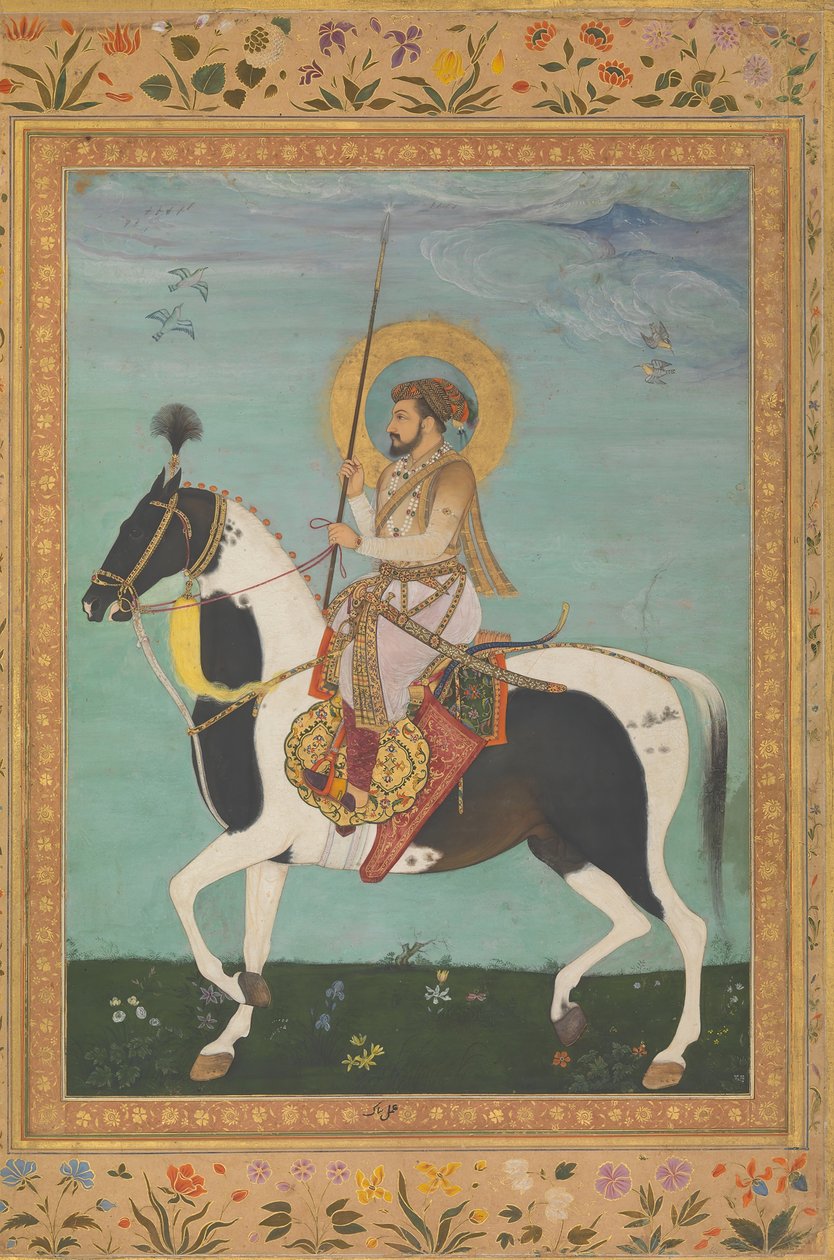 At Sırtında Shah Jahan, Shah Jahan Albümünden Folio, verso: yakl. 1630, recto: yaklaşık. 1530-50. by Payag