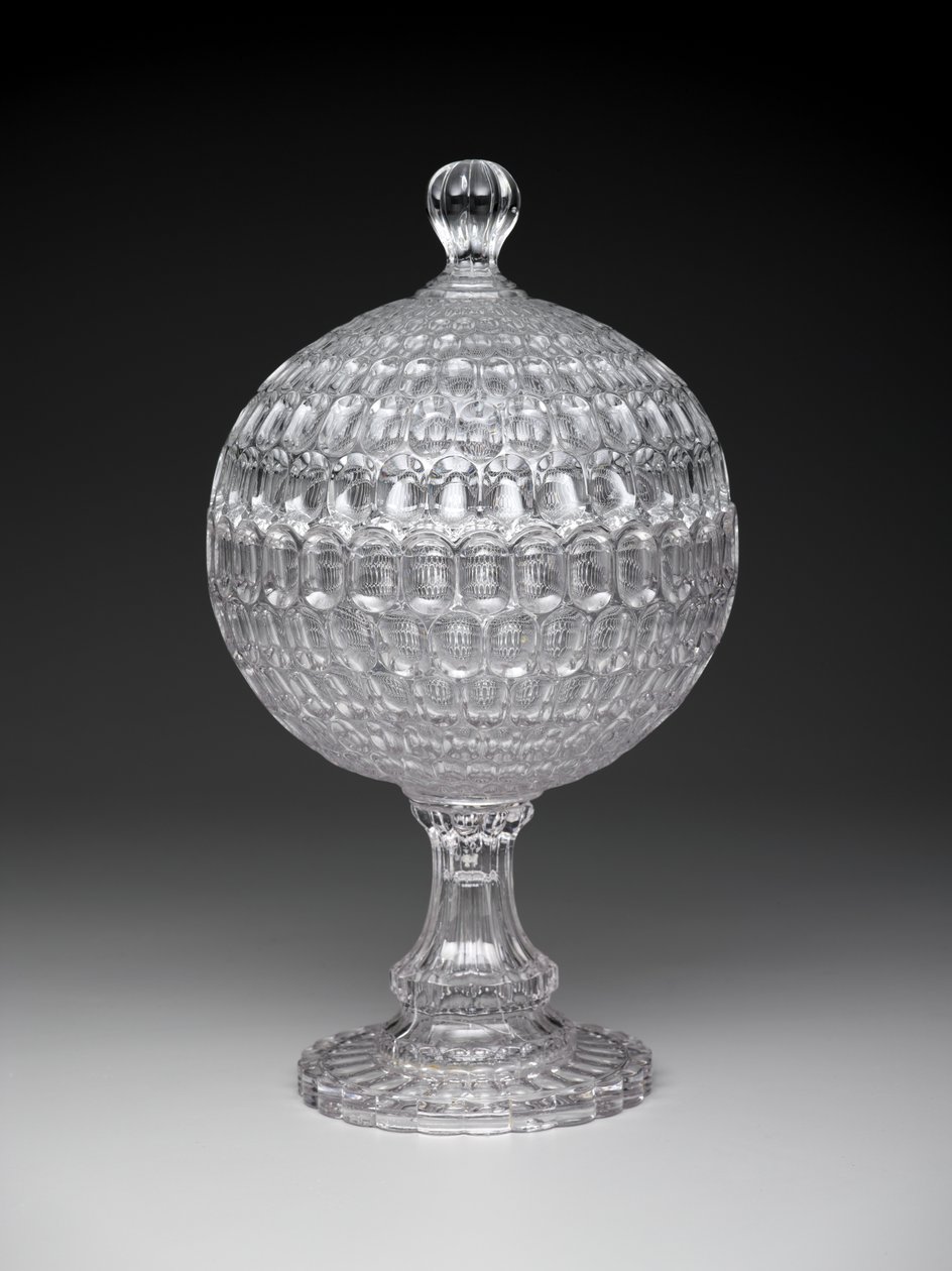 "Argus" kaplı komposto, c.1855-75 (preslenmiş cam) by Pears and Co. Pittsburgh Bakewell