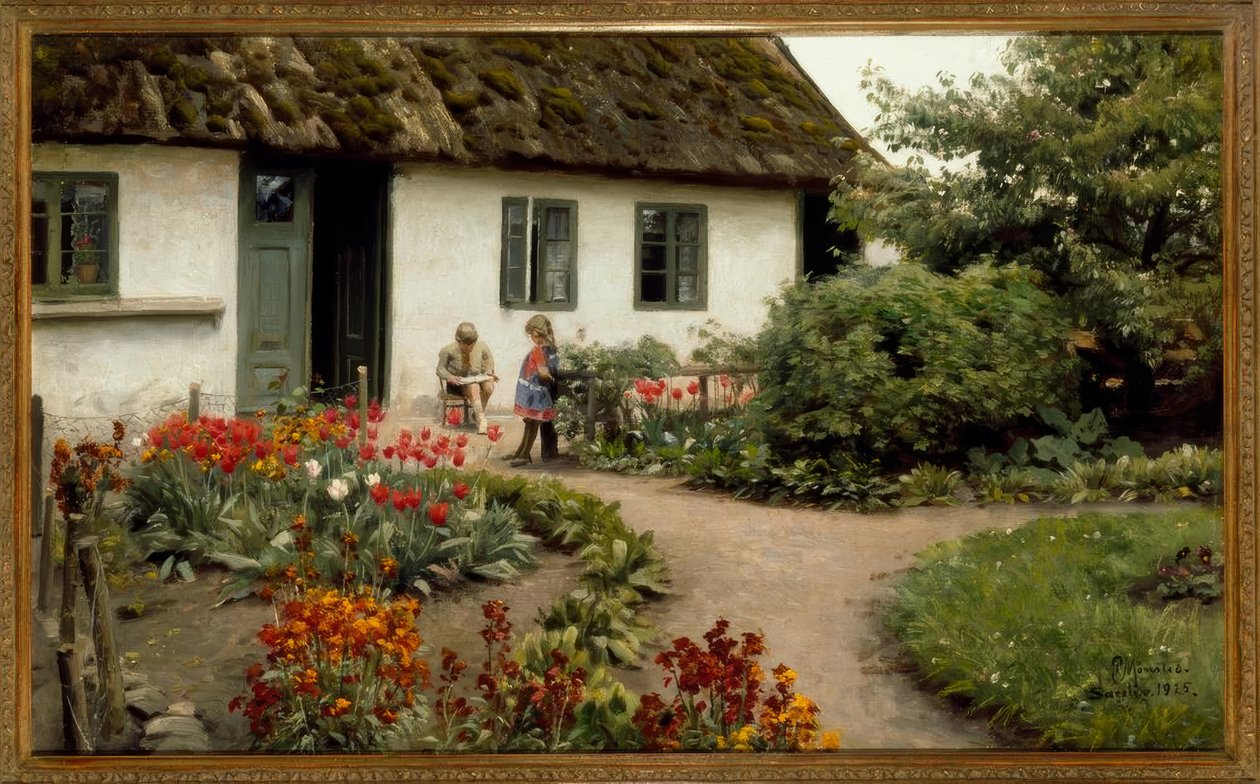 Çiçek bahçesinde okuma saati by Peder Monsted