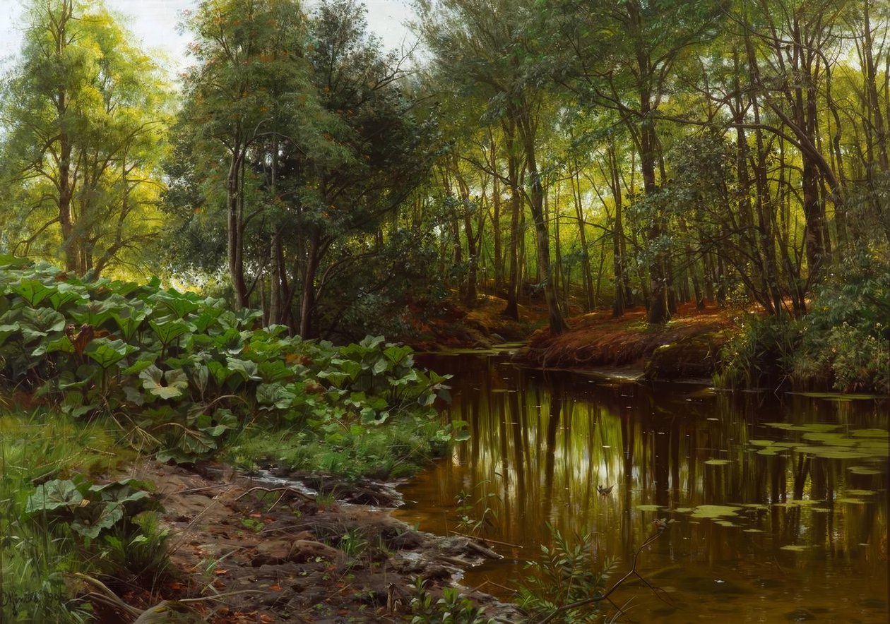 P.Mönsted, orman deresinde yaz günü by Peder Monsted