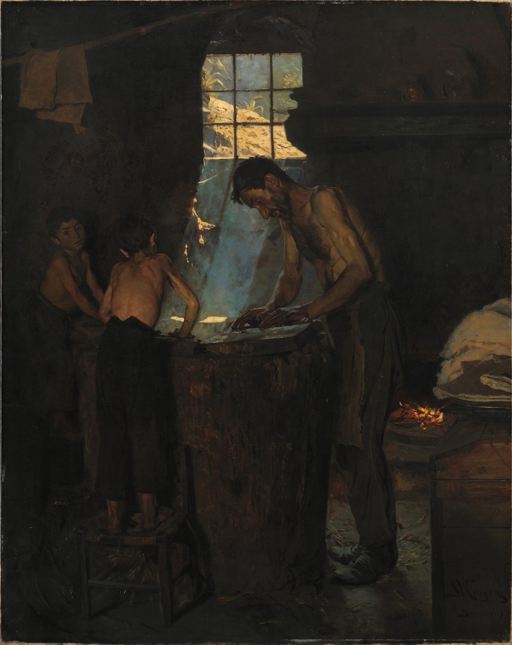 Italienske landsbyhattemagere by Peder Severin Krøyer