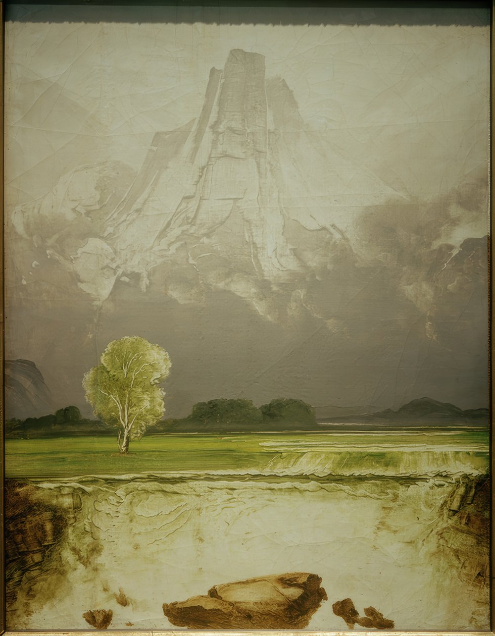 Bir huş ağacı ile Stetind Dağı by Peder Balke