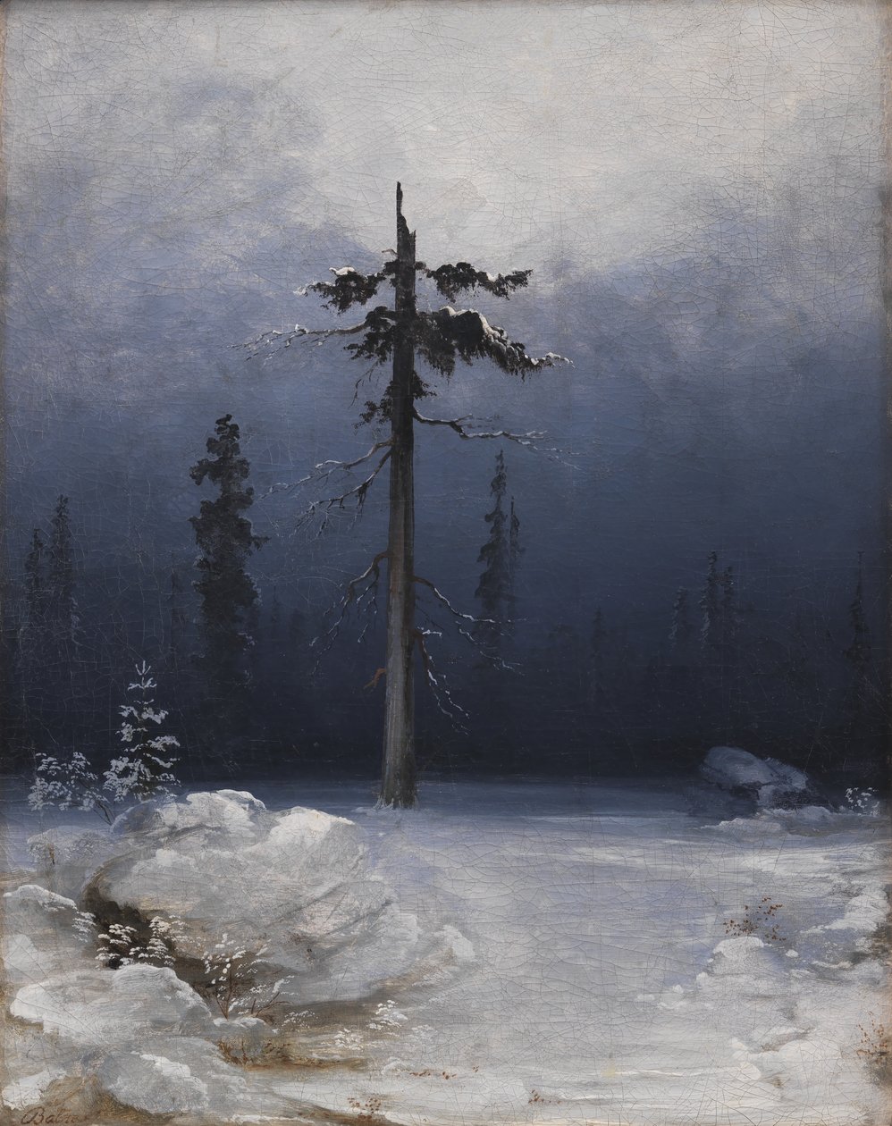 Bir Kış Ormanında Ağaç by Peder Balke