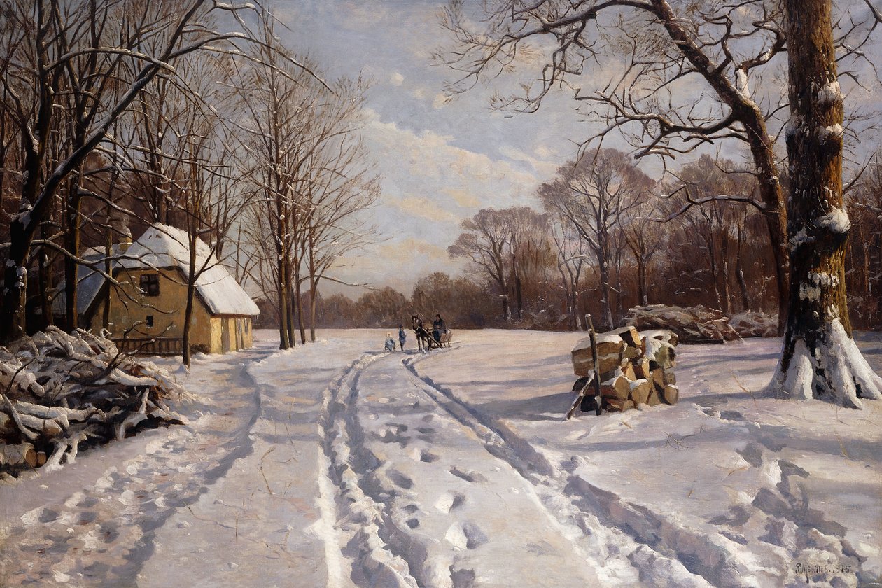 Bir Kış Manzarasında Kızakla Yolculuk by Peder Monsted