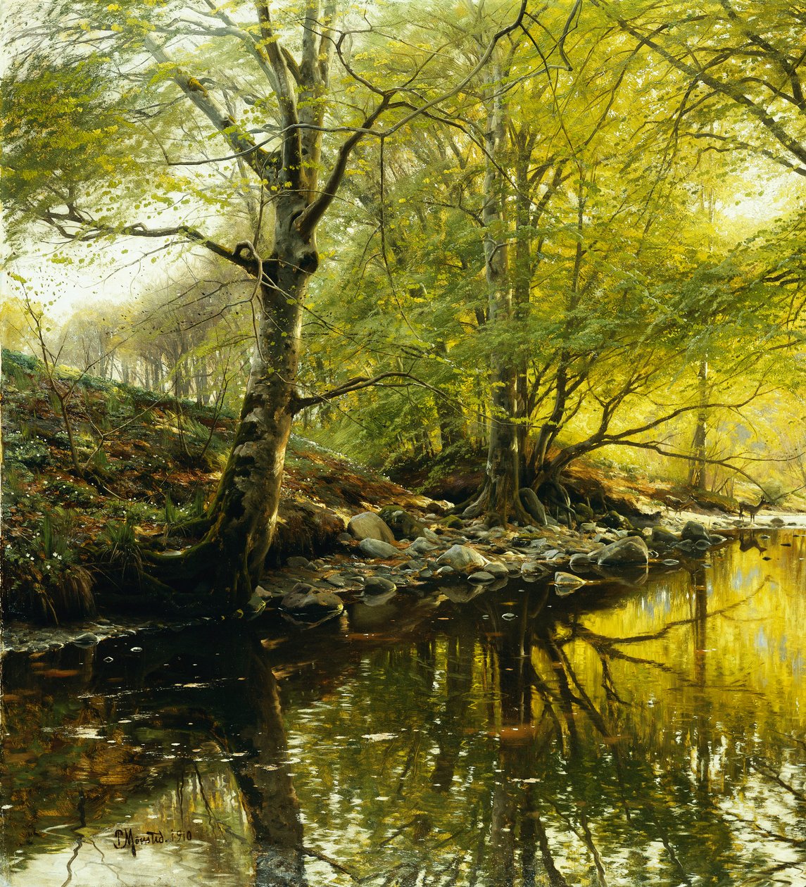 Ormanlık Bir Nehir Manzarası by Peder Monsted