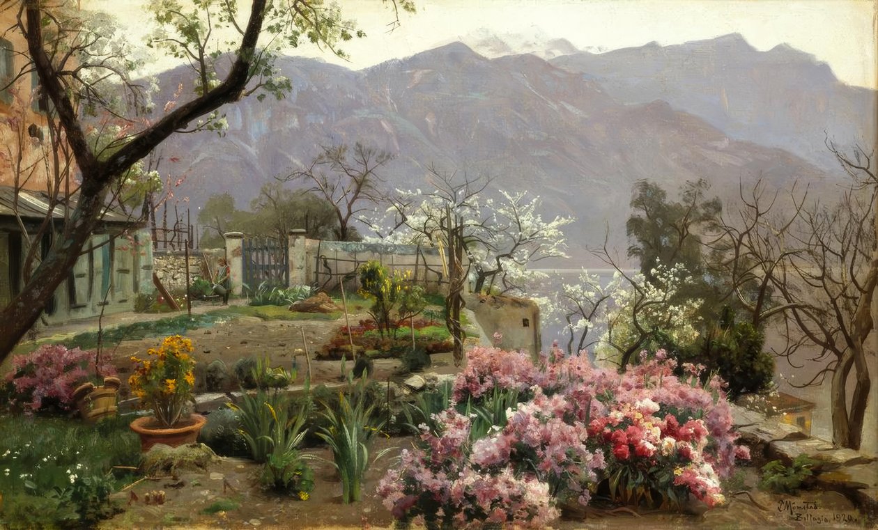 Bellagio yakınlarındaki çiçek bahçesi by Peder Monsted