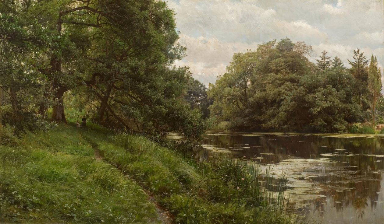 P.Mönsted, yaz günü su kenarında by Peder Monsted