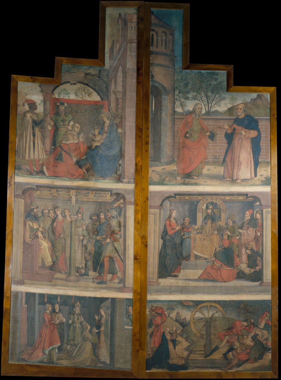 Doors of an altarpiece with scenes of saint Catherines life  by Pedro Berruguete