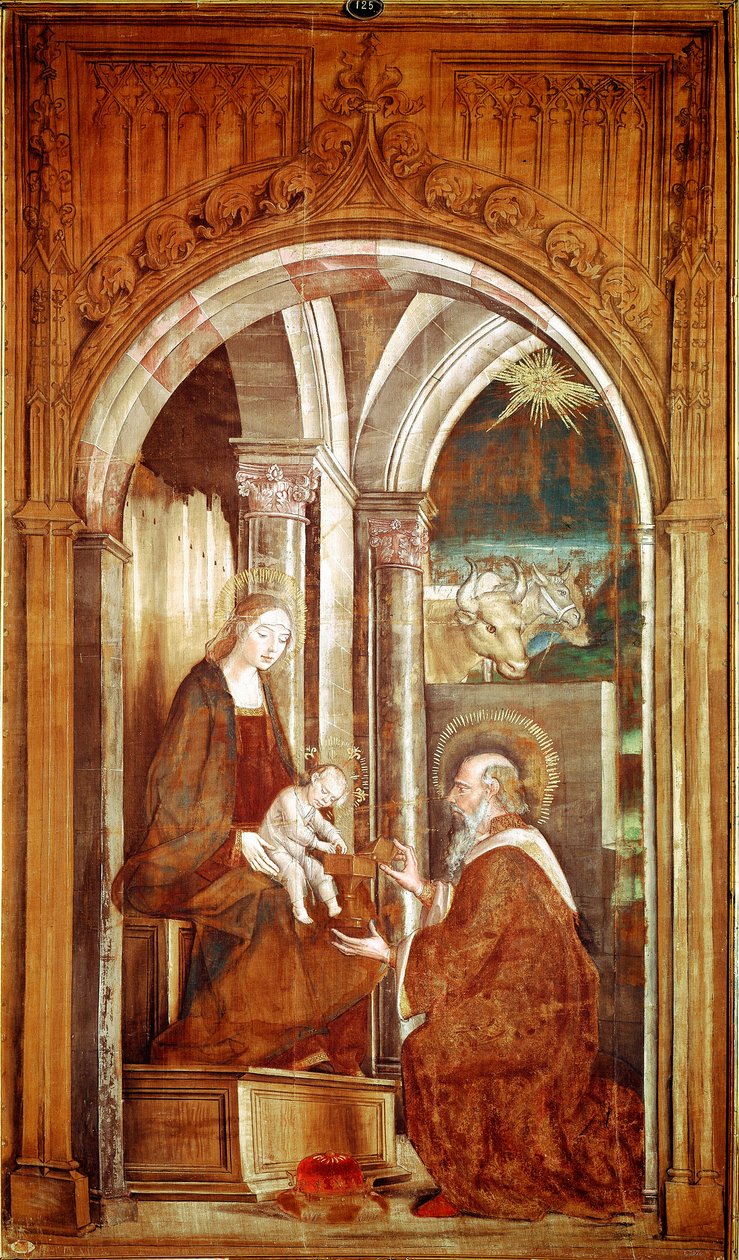 Pedro Berruguete (1450/1455-1504) tarafından yapılan Magi Tablosunun Hayranlığı Madrid, Prado Müzesi by Pedro Berruguete