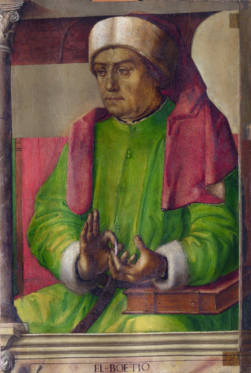 Boece (480-524) - Boethius par Berruguete, Pedro (1450-1503). Ahşap üzeri yağlı boya, ebat: 97x63, c. 1473-1475, Marche Ulusal Galerisi, Urbino by Pedro Berruguete