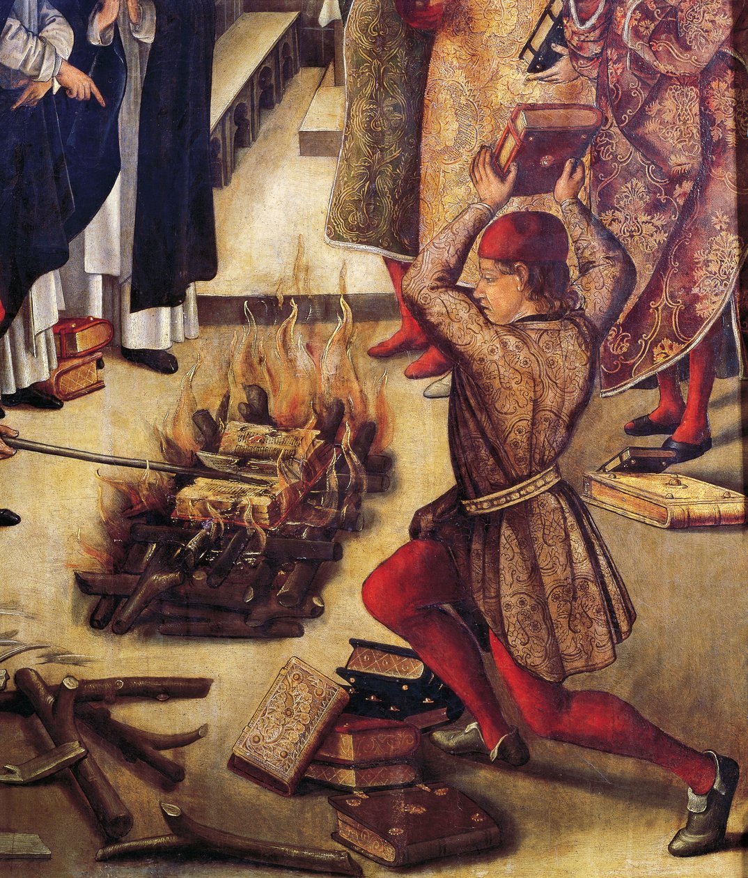 Sapkınlık kitaplarının yakılması, ayrıntılar San Domenico ve Albigenses tarafından, Pedro Berruguete tarafından (1450 dolaylarında - 1504 dolaylarında) by Pedro Berruguete