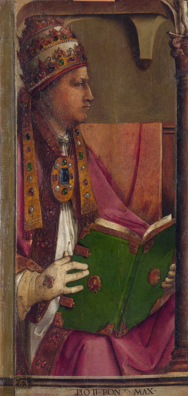 PIE II - Papa Pius II par Berruguete, Pedro (1450-1503). Ahşap üzeri yağlı boya, ebat: 116x52, c. 1473-1475, Marche Ulusal Galerisi, Urbino by Pedro Berruguete