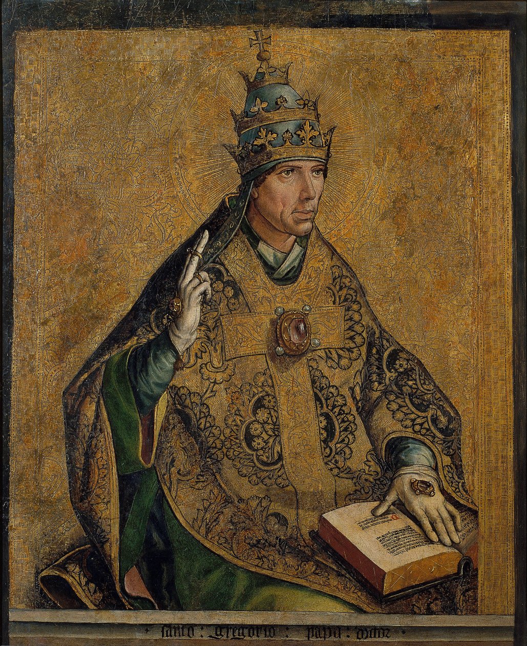 le Pape Gregoire Ier le Grand - Büyük Aziz Gregory - Berruguete, Pedro (1450-1503) - c. 1495 - Ahşap üzerine yağlı boya - 85.5x70 - Katalonya Ulusal Sanat Müzesi, Barselona by Pedro Berruguete