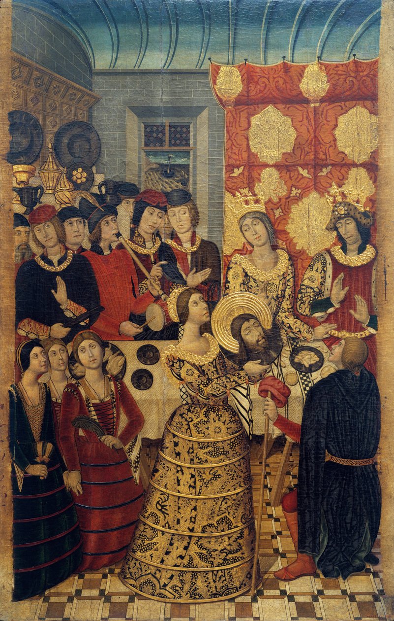 Le Festin d'Herode - Herod's Feast - Peinture by Pedro Garcia de Benavarre (aktif 1445-1485) - yaklaşık 1470 - Panelde Tempera - 198x125.7 - Museu Nacional d'Art de Catalunya, Barselona by Pedro García de Benabarre