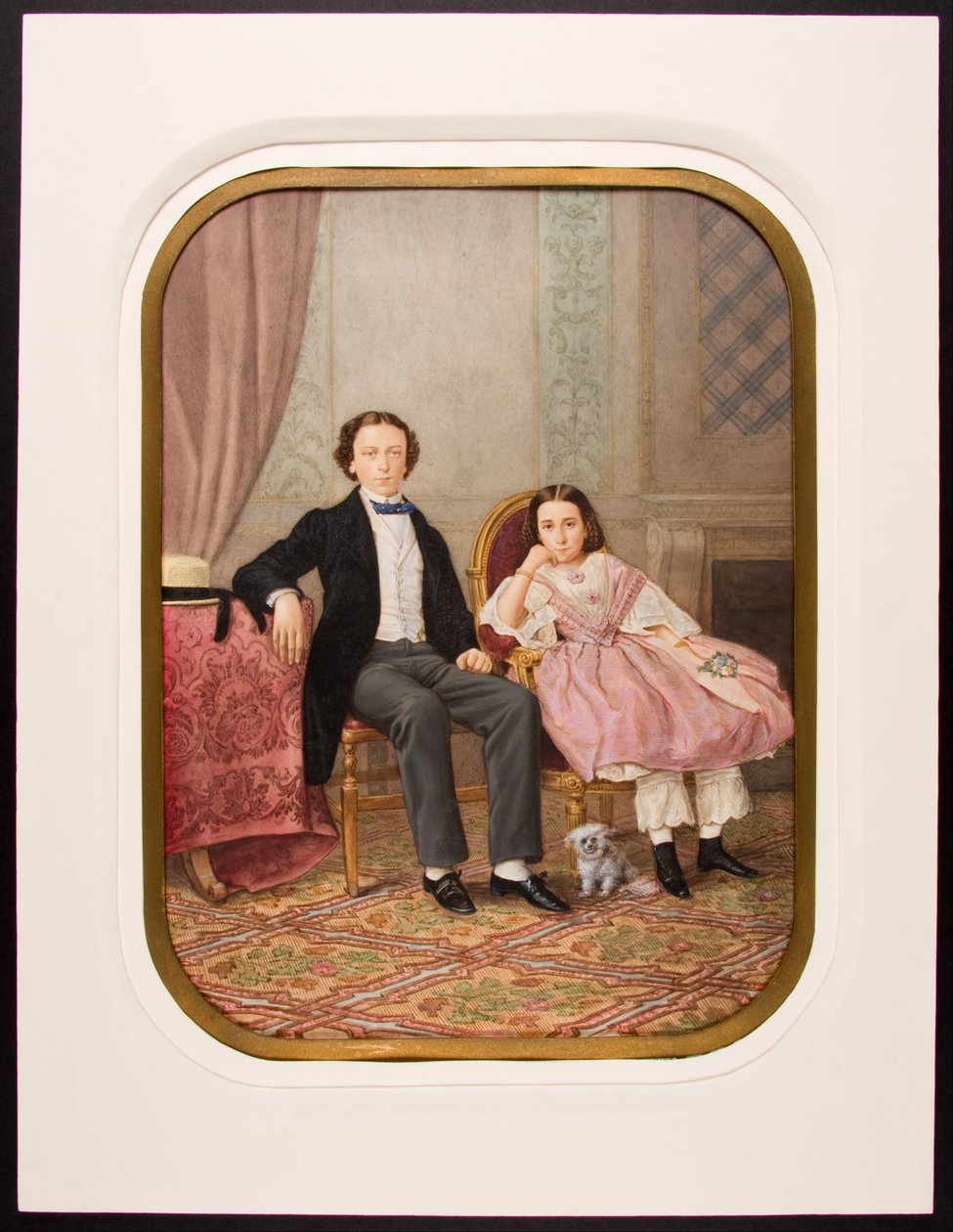 Antonio ve Amelia del Valle y Serrano çocukken by Pedro Martínez de Hebert