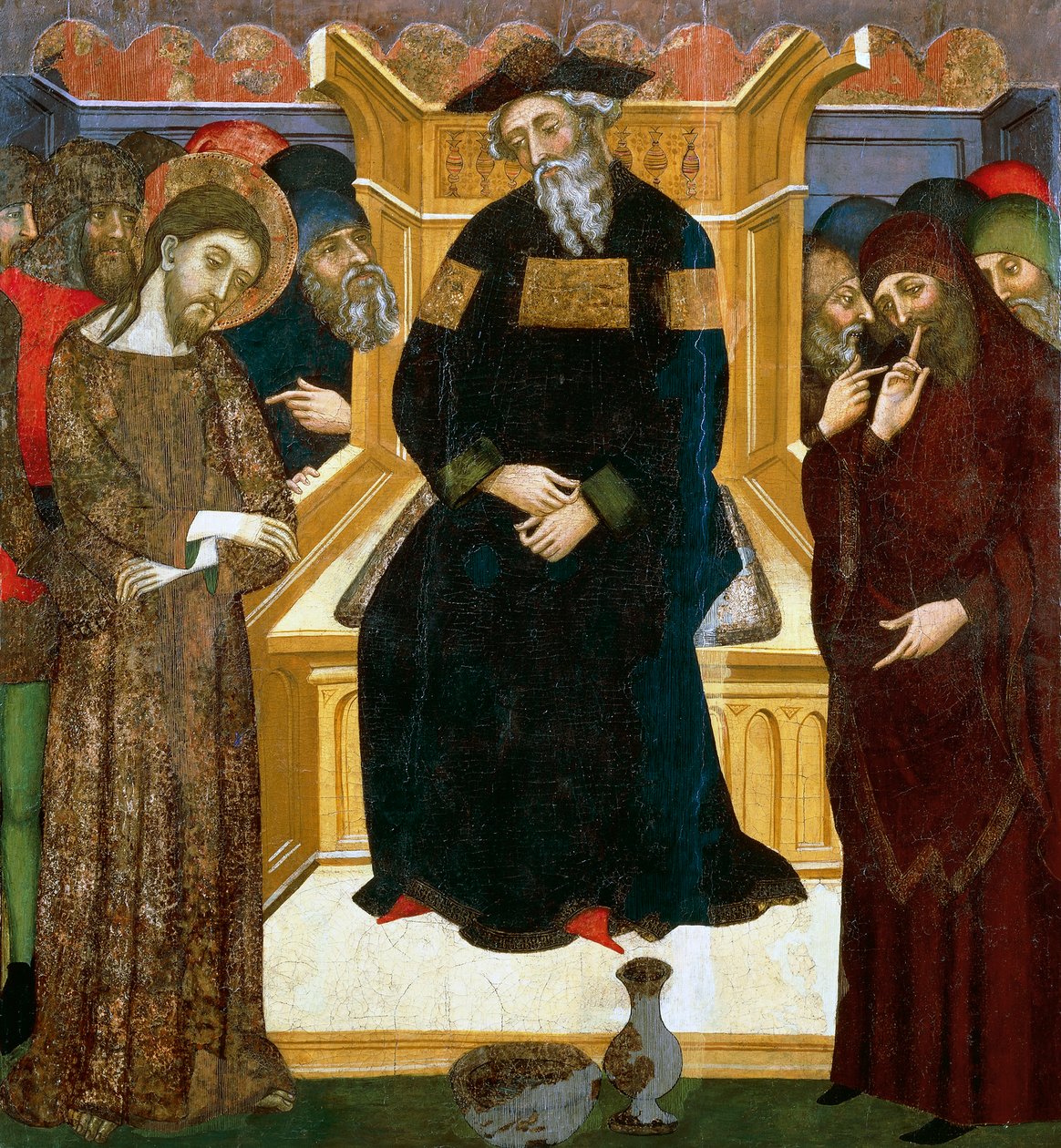 Pilatus'tan Önce Mesih, Pedro Serra veya Pere Serra (1363 ile 1399 arasında aktif), ahşap üzerine resim. by Pedro Serra