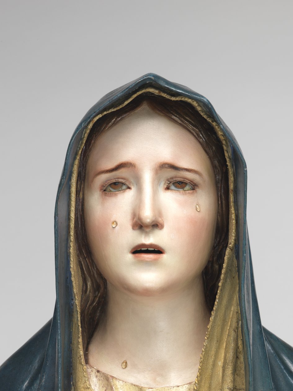 Acıların Bakiresi Mater Dolorosa (çok renkli ahşap, cam ve hayvan kılı) by Pedro de Mena