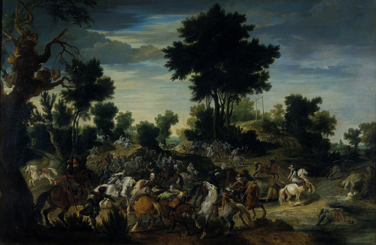 Bir dereye doğru ilerleyen biniciler, 1601-15 by Peeter Snayers