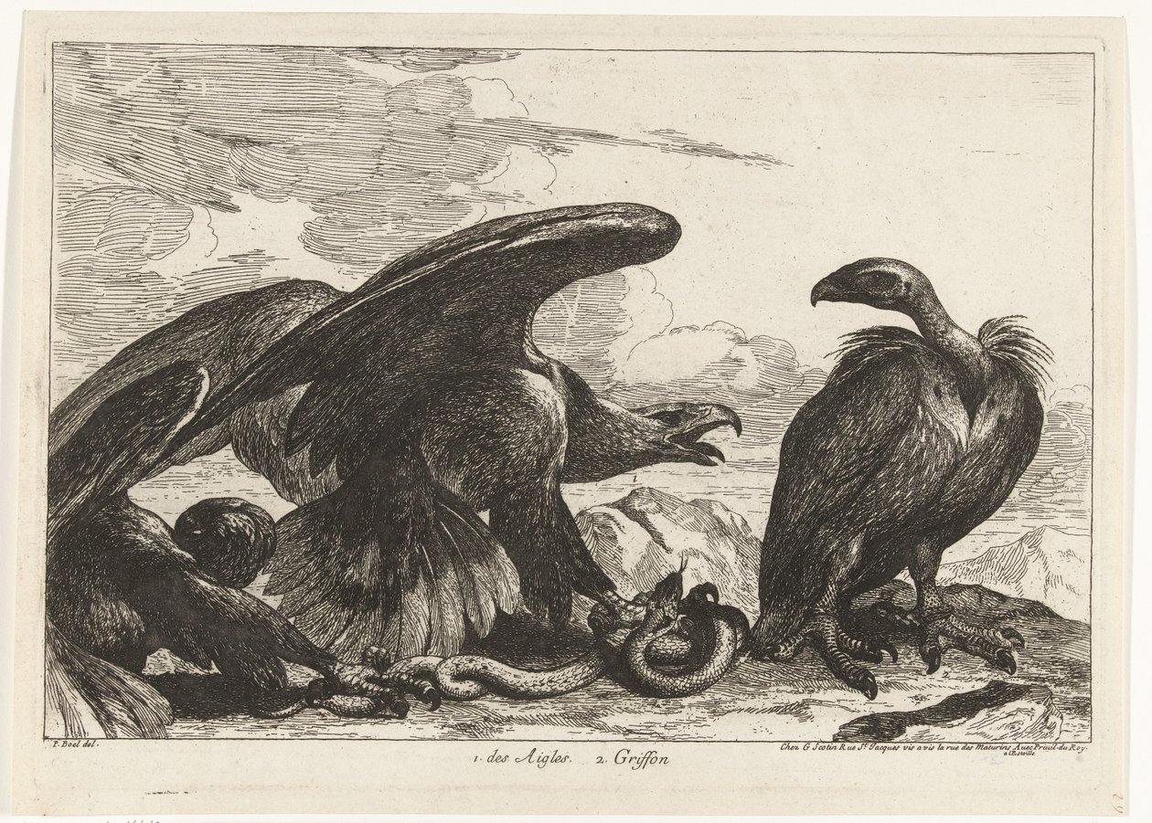 Akbaba ve yılanlı kartal 1. des Aigles 2. Griffon (nesne üzerindeki başlık) Versay Hayvanat Bahçesi