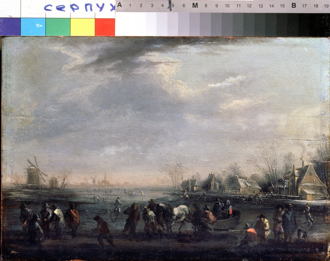"Patencilerle kış manzarası" Peeter Bout (1658-1719) Serpukhov tarafından tablo, Devlet Tarih ve Sanat Müzesi by Peeter or Pieter Bout