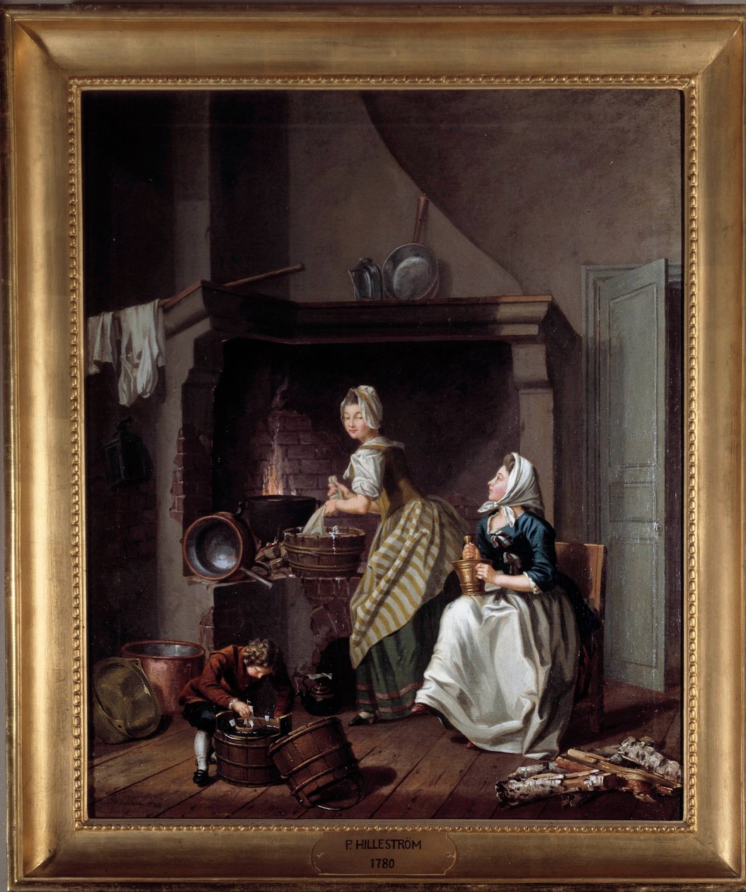 Mutfakta Kadınlar Tablosu Per Hillestrom (1732-1816) 1780 Stockhilm, Ulusal Müze by Pehr Hilleström
