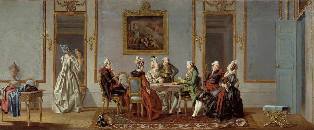 Kart Oyunculu Gustavian Tarzı İç Mekan by Pehr Hilleström