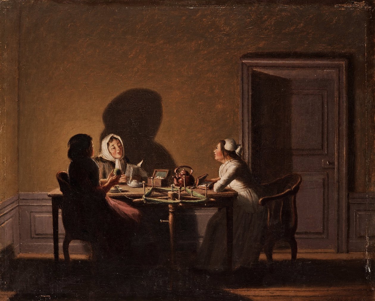 Mum Işığında Okuma, par Hillestroem, Pehr (1732-1816). Tuval üzerine yağlı boya, ebat : 41,5x51,5, , Özel Koleksiyon by Pehr Hilleström