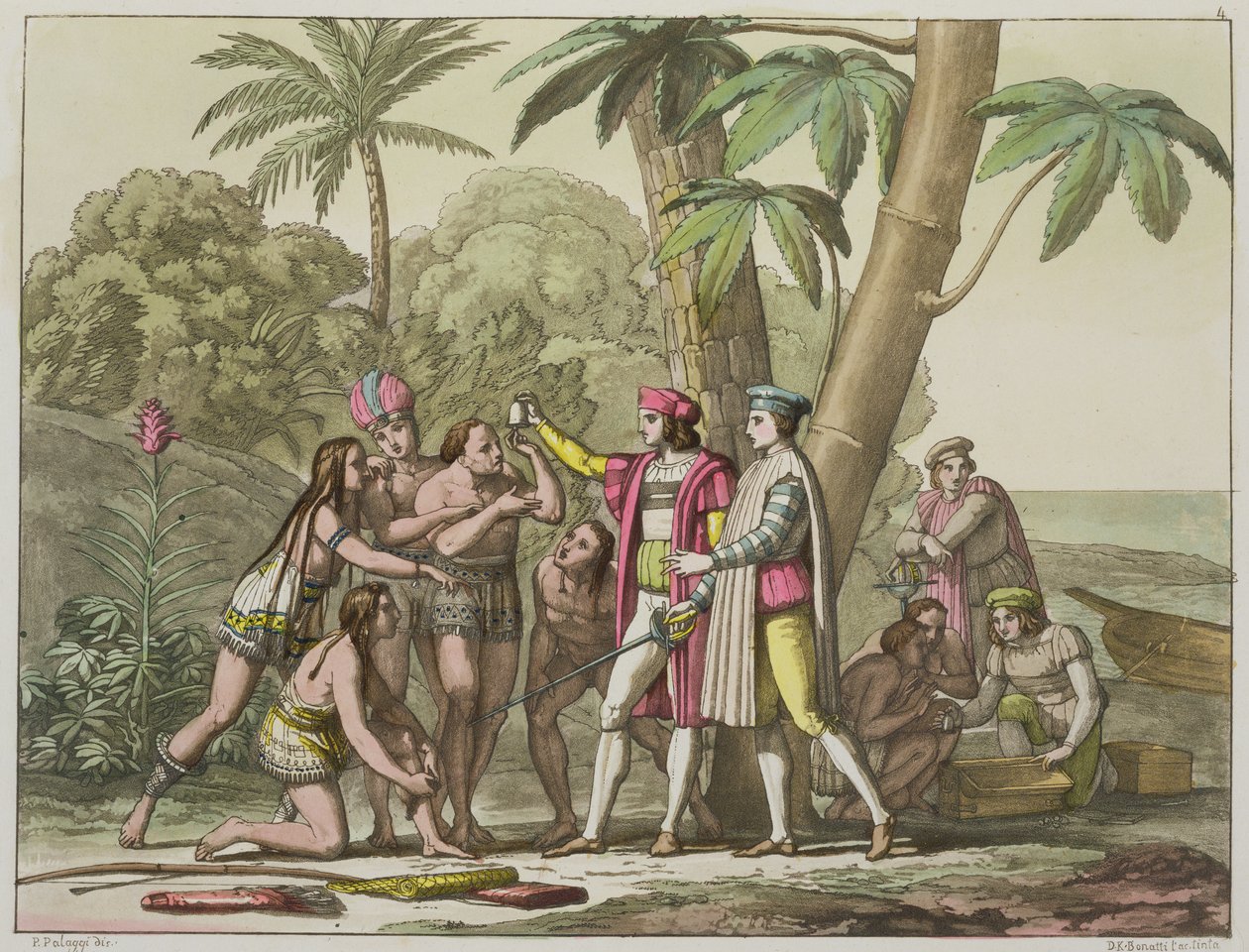 Christopher Columbus (1451-1506) with Native Americans, from 