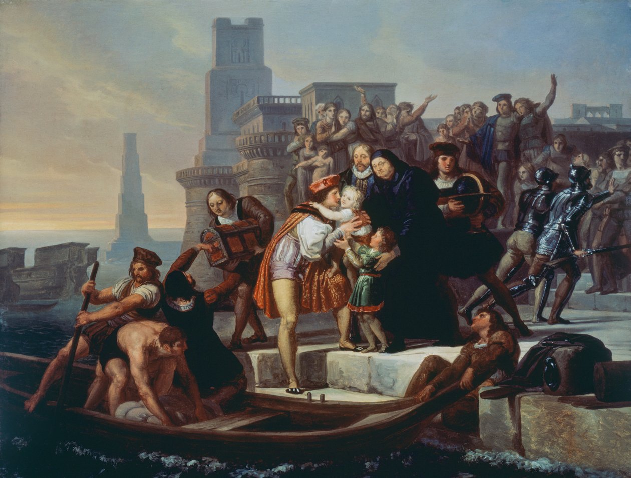 Palos de la Frontera limanından ayrılan Christopher Columbus, oğullarını Peder Giovanni Perez