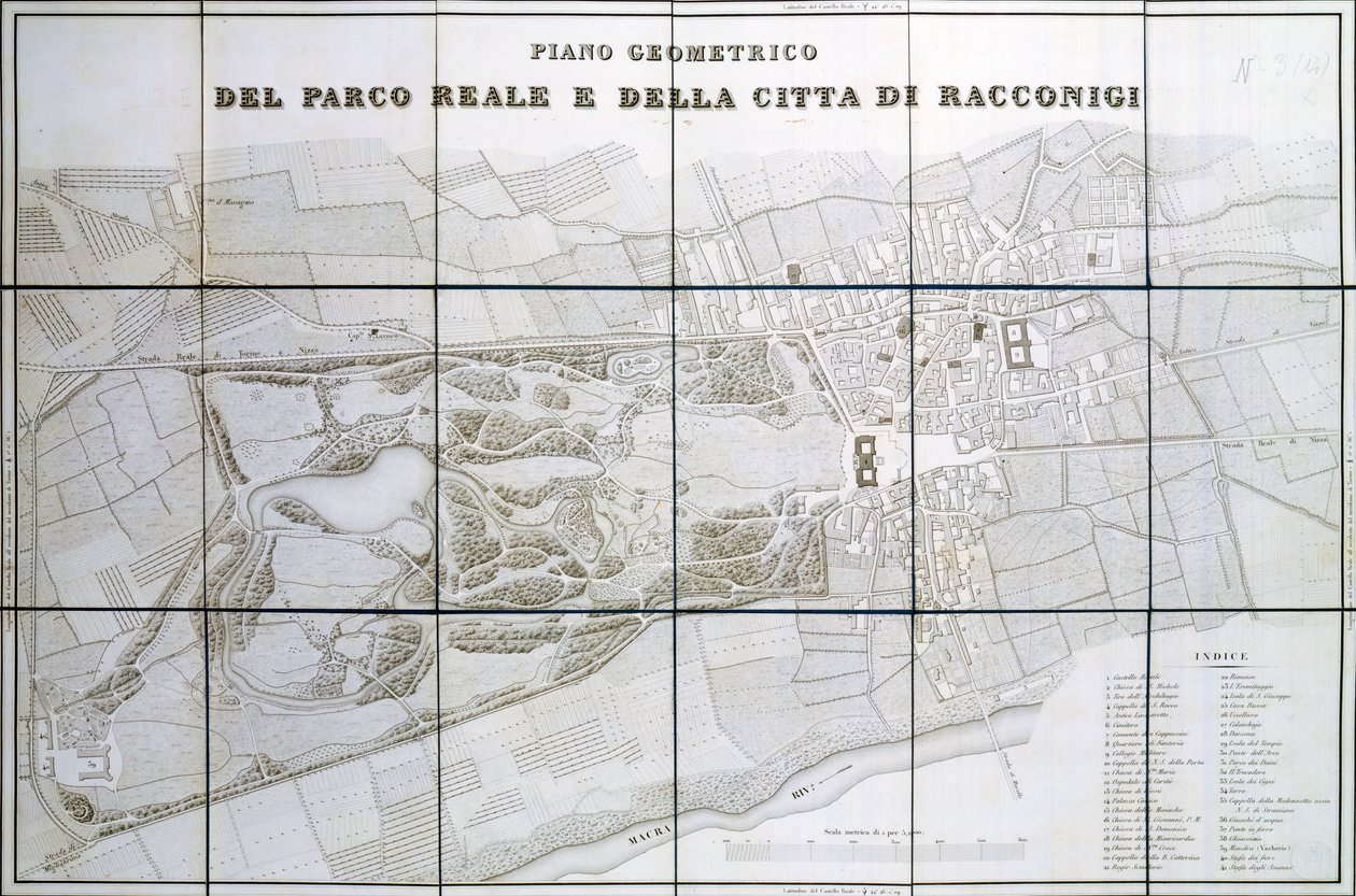 Park Royal Planı ve Racconigi şehri by Pelagio Palagi
