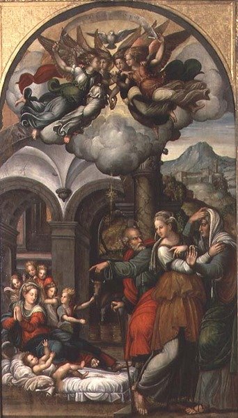 İki Ebe ile Doğuş by Pellegrino (c.1460 1523) Aretusi